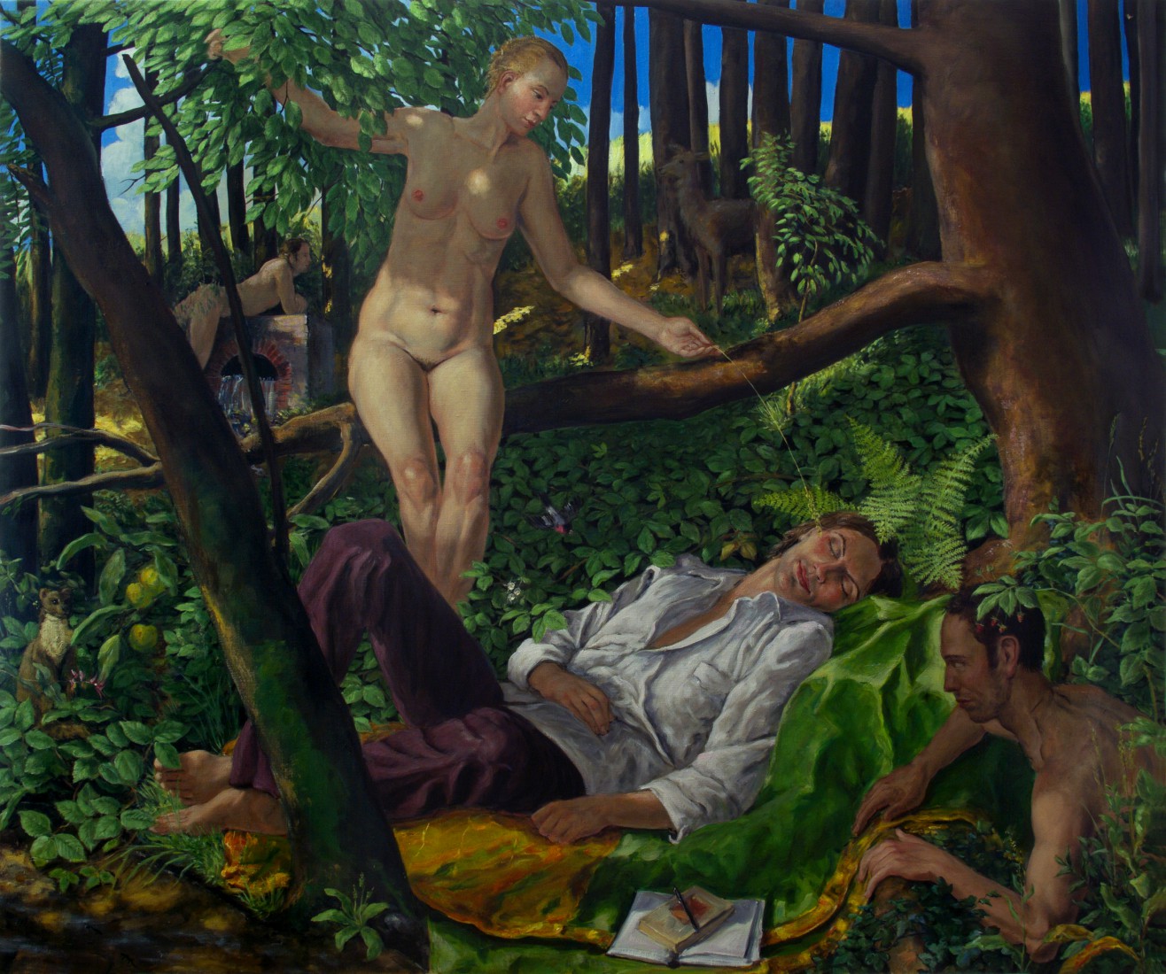 Dichter an der Quelle, 2008, mixed media auf Leinwand, 100 x 220 cm